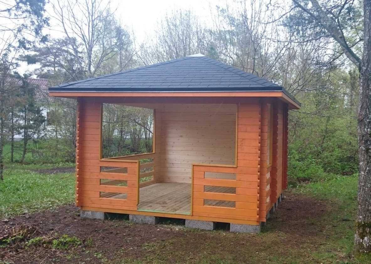 Julie (3.5x3.5m | 10.5m2 | 28mm) Timber Gazebo with Wind Protection - Palmako UK