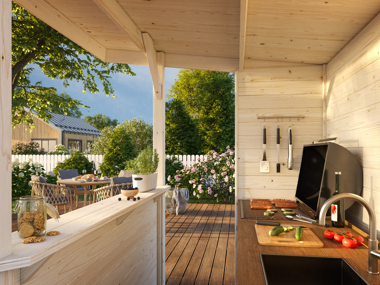 Garden Pool Bar (2x1,5m|2,7m2|19mm) Timber Outdoor Summer Kitchen or an Open Kiosk - Palmako UK
