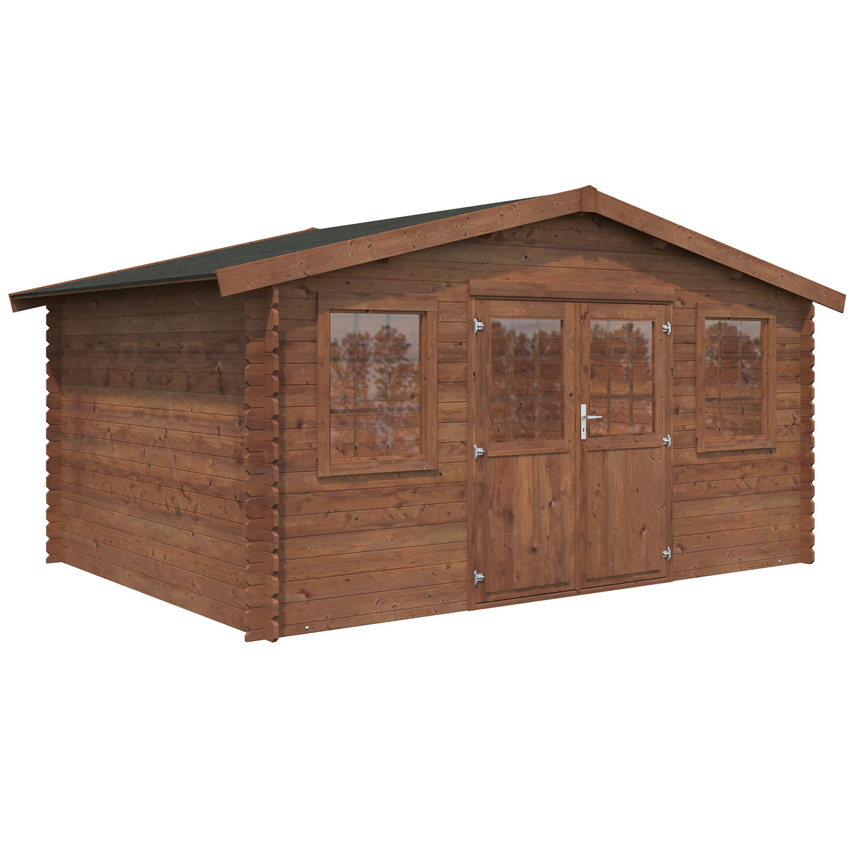 Korao Axess Plus - (4.2x3m | 12,6m2 | 28 mm) Presure Treated Log Shed - Palmako UK
