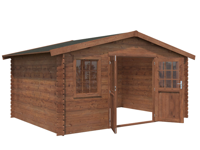 Korao Axess Plus - (4.2x3m | 12,6m2 | 28 mm) Presure Treated Log Shed - Palmako UK