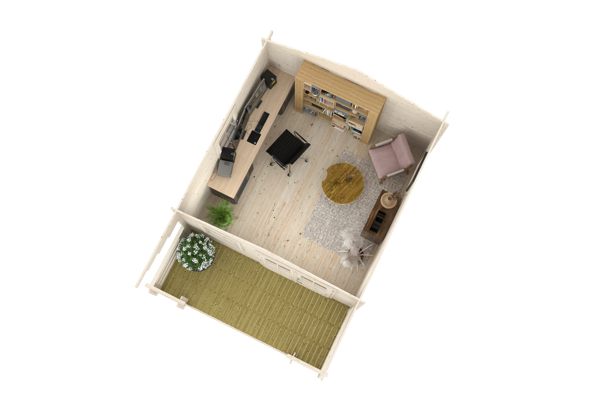 Kristjan (3,8x3,8m | 12,6m2 | 28mm) Log Cabin - Palmako UK