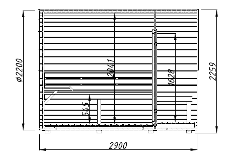 Mr Gardener (2,2x2,9m | 1,6m2 | 42mm) Barrel Sauna