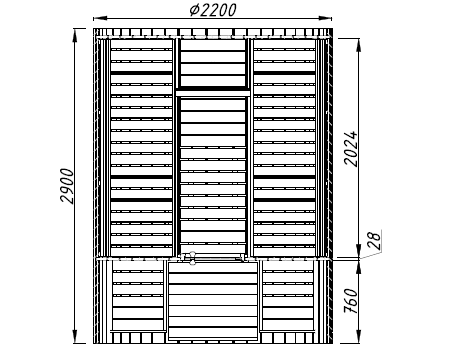 Mr Gardener (2,2x2,9m | 1,6m2 | 42mm) Barrel Sauna
