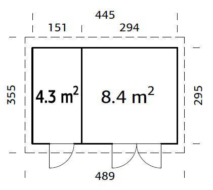 Lara L (4.5x3m | 12.7m2 | 28mm) 2-Room Contemporary Garden Room with Translucent Doors - Palmako UK