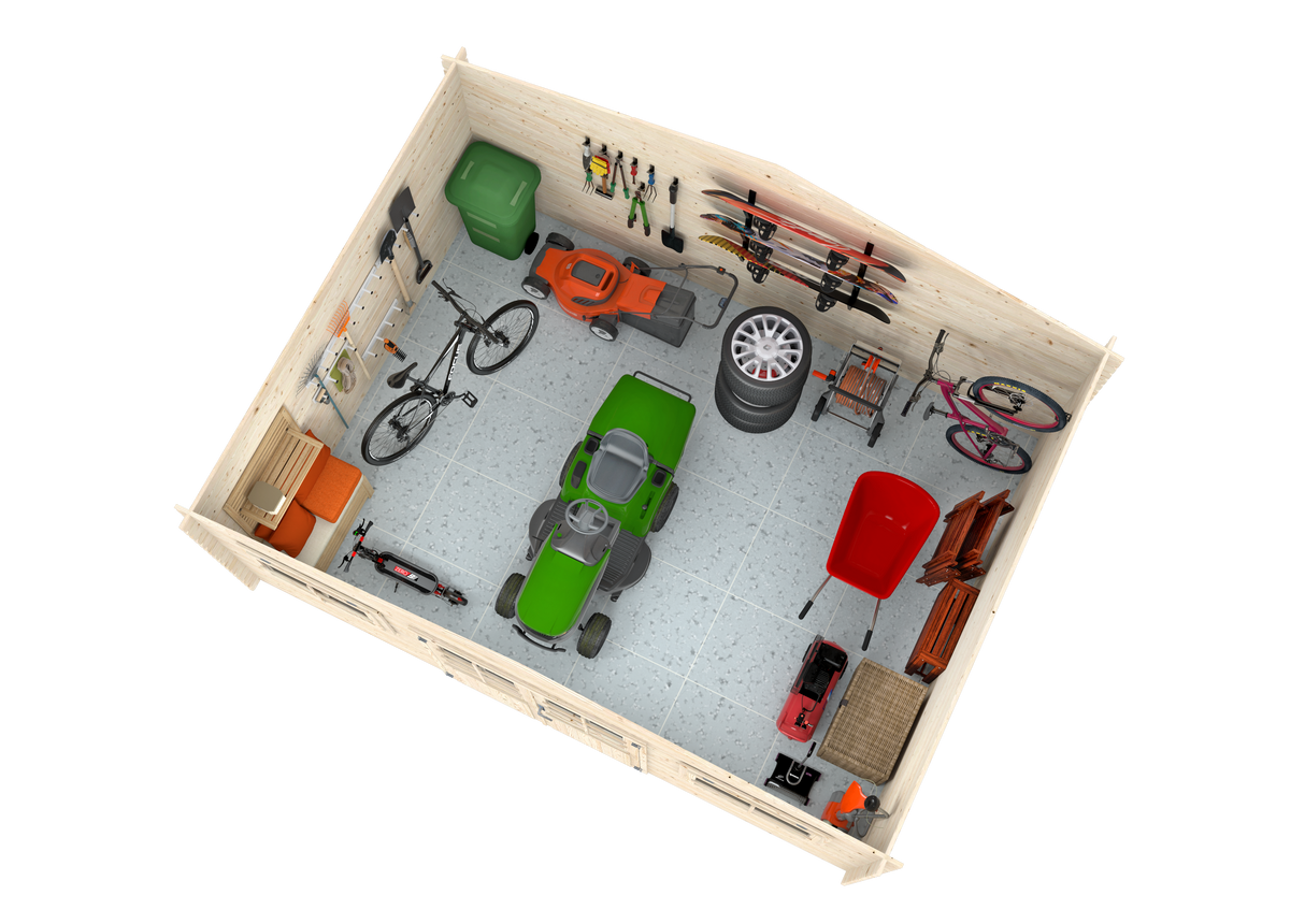 Lodz (5,04x3,8m | 17m2 | 28mm) Log Shed - Palmako UK