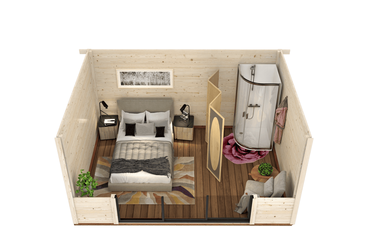 Lydia L (4.5x3.5m | 14.4m2 | 28mm) Summer House with Sliding Doors - Palmako UK