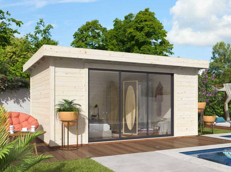 Lydia L (4.5x3.5m | 14.4m2 | 28mm) Summer House with Sliding Doors - Palmako UK