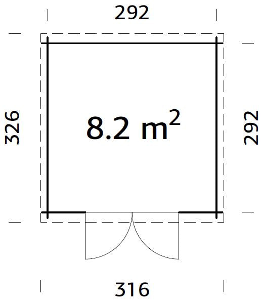 Malta (3,12x3,12m | 8,2m2 | 28mm) Log Shed - Palmako UK