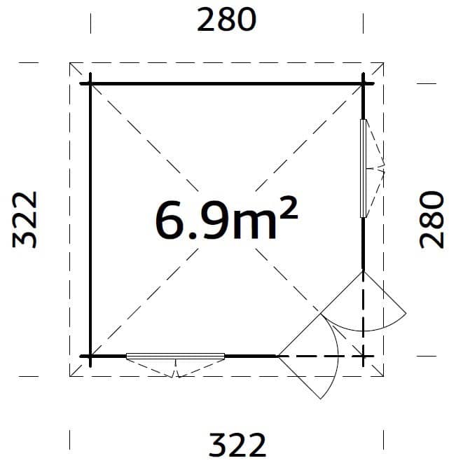 Melanie XS (2.8x2.8m | 6.9m2 | 44mm) Heavy Duty Corner Summer House - Palmako UK