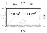 Melanie XXL (5.6x2.8m | 7.0+8.1m2 | 28mm) Pavilion Summer House with Canopy