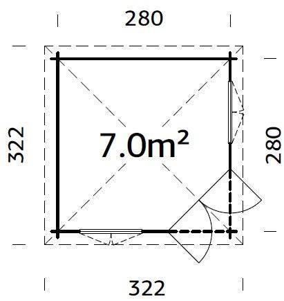 Melanie S (2.8x2.8m | 7m2 | 28mm) Classic Corner Cabin Summer House - Palmako UK