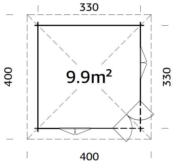 Melanie M (3.3x3.3m | 9.9m2 | 44mm) Heavy Duty Corner Summer House - Palmako UK