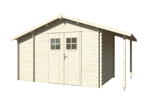 Meribel (2,6x2,3m | 6,6m2 | 19mm) Two-Room Log Shed With Canopy - Palmako UK