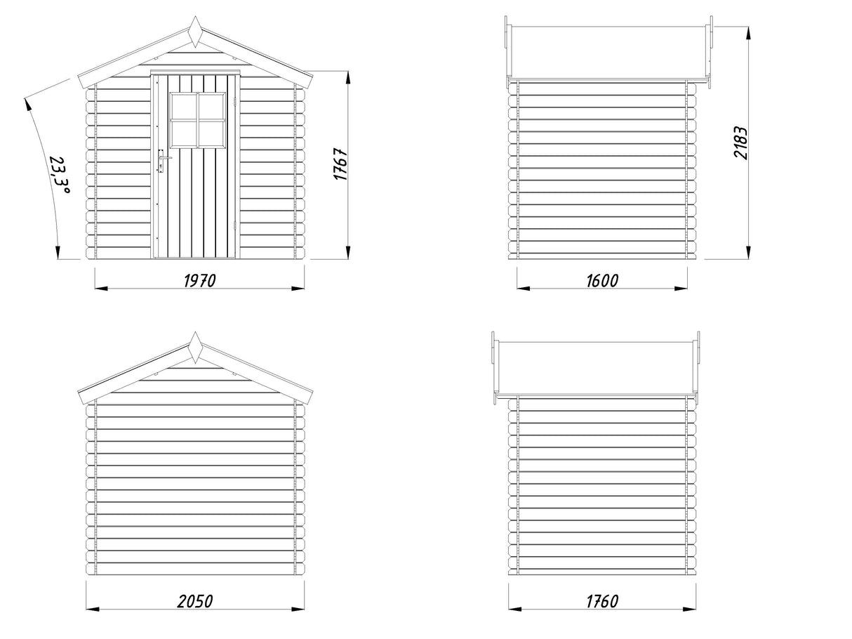 Pablo (2,06x1,76m | 2,9m2 | 19mm) Log Shed - Palmako UK