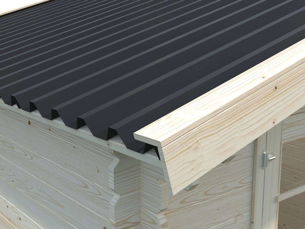 Luca M (4,1x3,2m | 11,3m2 | 28mm) Log Shed with Metal Roof - Palmako UK