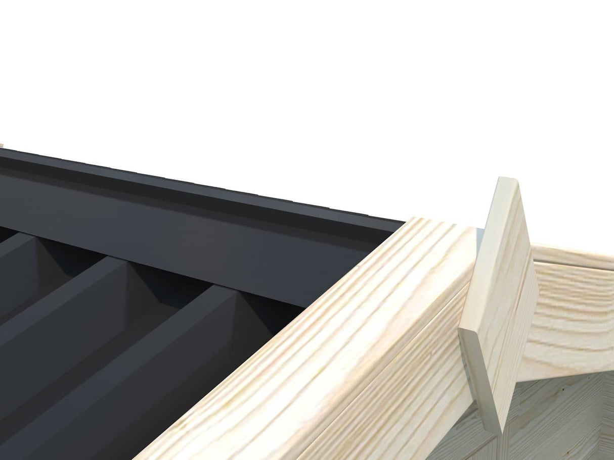 Luca M (4,1x3,2m | 11,3m2 | 28mm) Log Shed with Metal Roof - Palmako UK