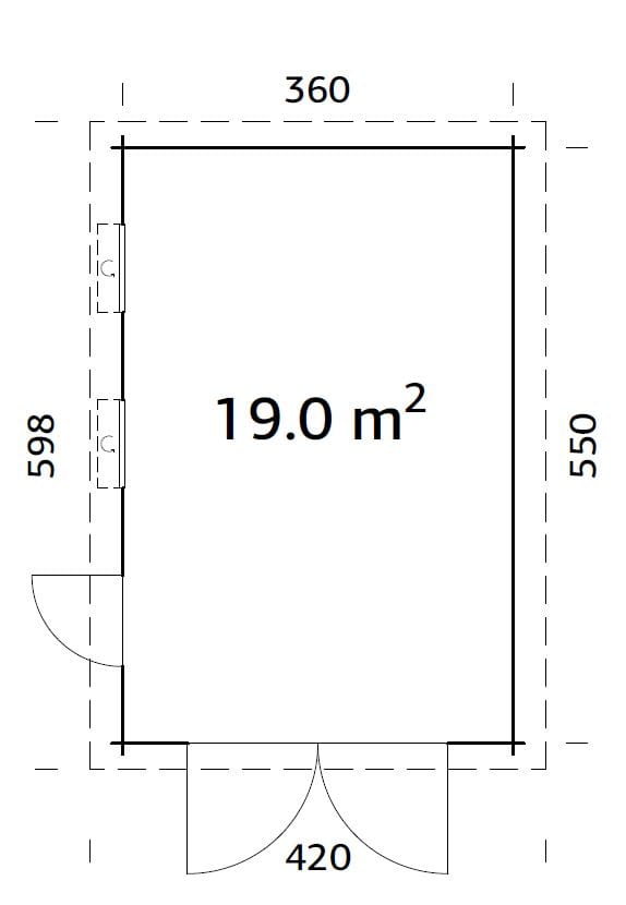 Rasmus (3.6x5.5m | 19.0m2 | 44mm) with Wooden Gate - Palmako UK