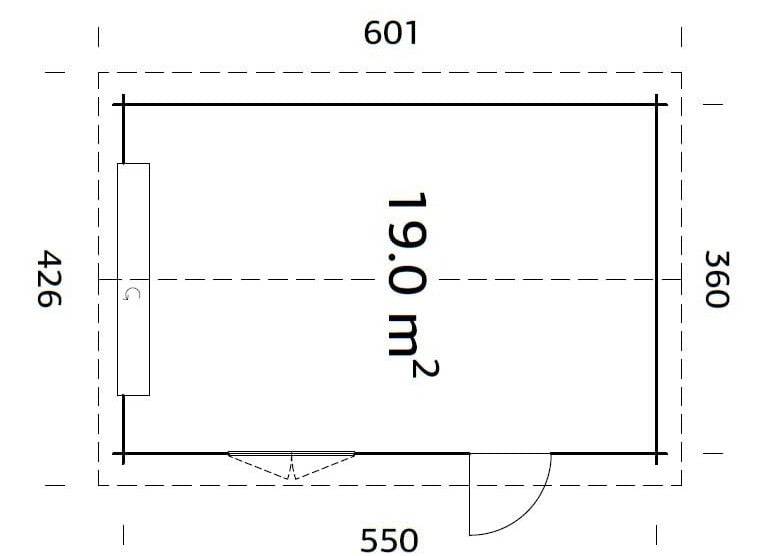 Roger XS (3.8x5.7m | 19m2 | 44mm) Compact Timber Log Garage with Sectional Door - Palmako UK