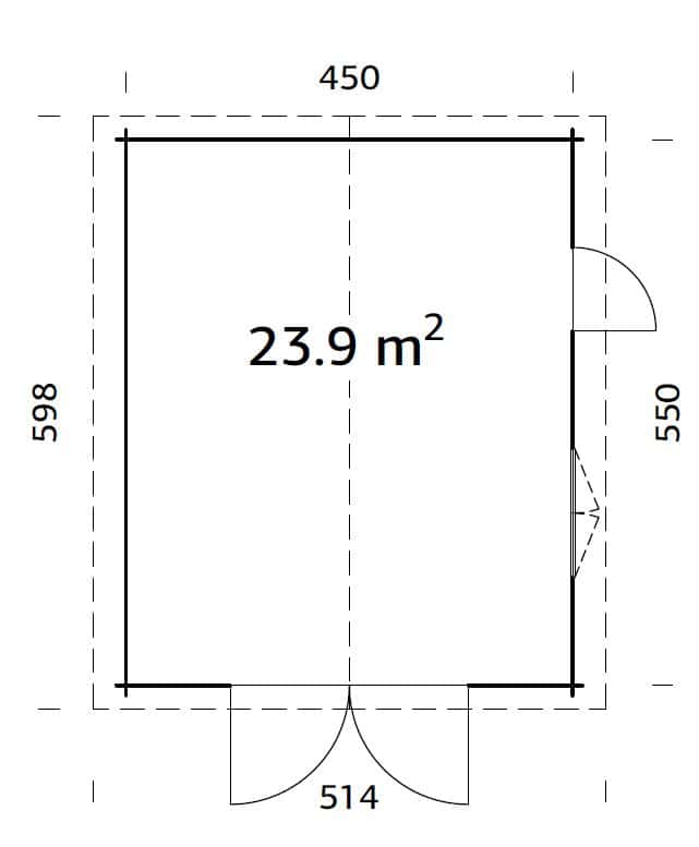 Roger S (4.7x5.7m | 23.9m2 | 44mm) Log Garage with Wooden Gate - Palmako UK