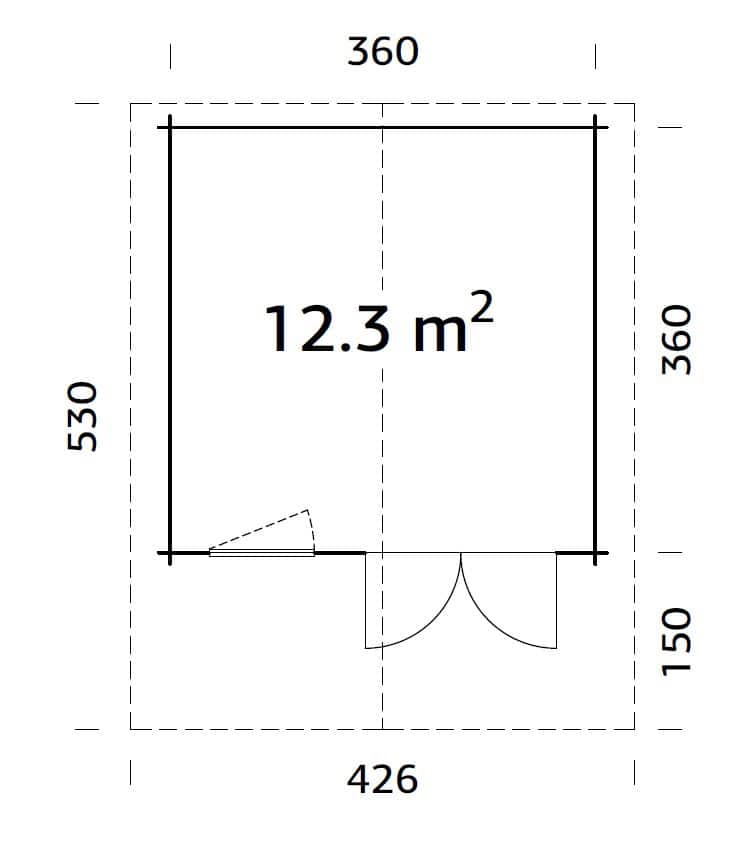 Sally M (3.8x3.8m | 12.3m2 | 44mm) Scandinavian Style Classic Log cabin With Overhang Roof - Palmako UK