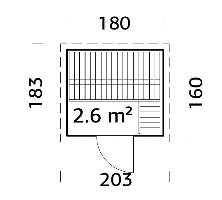 Eir (3,6m2 | 2,2x1,8m |44mm) Compact Garden Sauna Set - 6kw Heater and Roofing Felt Included