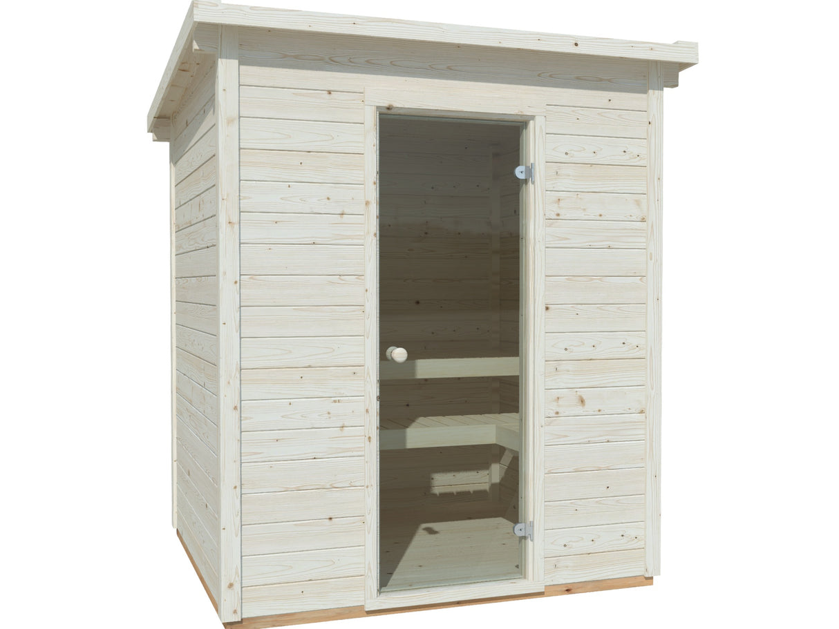 Eir (3,6m2 | 2,2x1,8m |44mm) Compact Garden Sauna Set - 6kw Heater and Roofing Felt Included