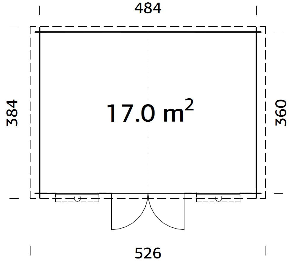 Lodz (5,04x3,8m | 17m2 | 28mm) Log Shed - Palmako UK