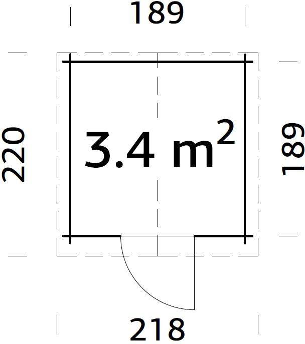 Lilly (2,05x2,05m | 3,4m2 | 19mm) Quality Garden Log Shed - Palmako UK