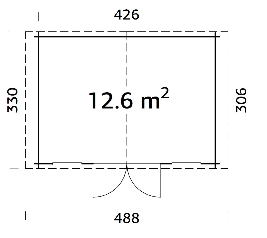 Korao Axess Plus - (4.2x3m | 12,6m2 | 28 mm) Presure Treated Log Shed - Palmako UK