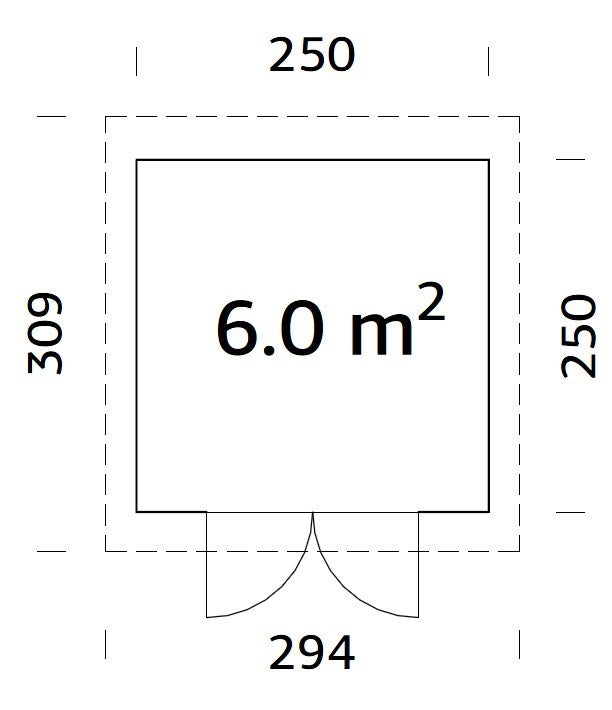 Volga (2,5x2,5m | 6m2 | 28mm) Log Shed - Palmako UK