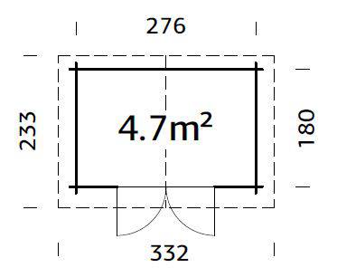 Valentine S (2.8x1.8m | 4.7m2 | 28mm) Pressure Treated Garden Shed Log Cabin - Palmako UK
