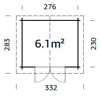 Valentine M (2.8x2.3m | 6.1m2 | 28mm) Pressure Treated Double Door Garden Shed Log Cabin - Palmako UK