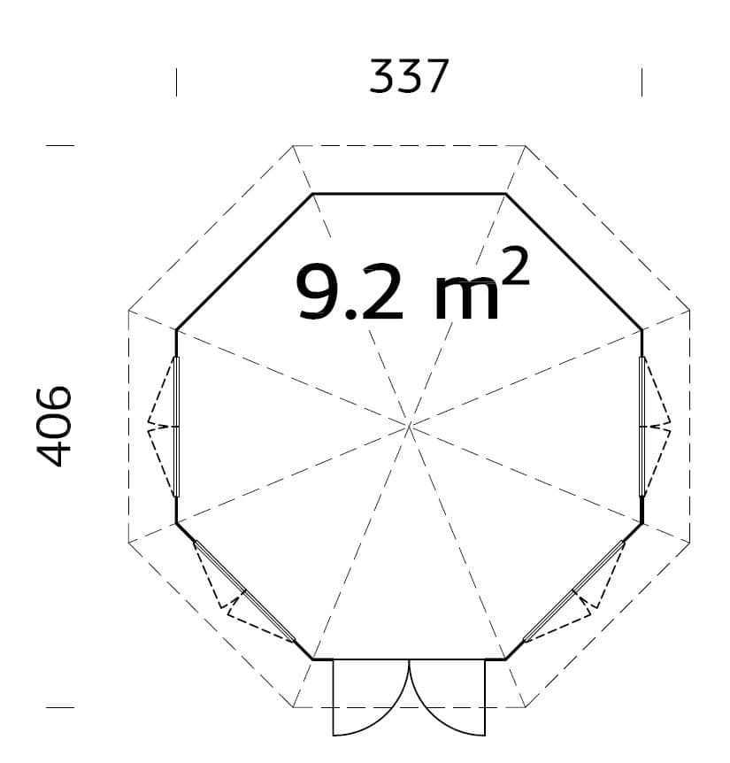 Veronica 4 (3.4x4.1m | 9.2m2 | 34mm) Octagonal Garden Pavilion - Palmako UK