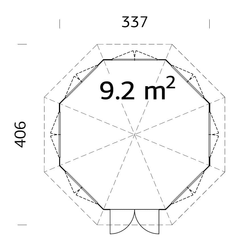 Veronica 7 (3.4x4.1m | 9.2m2 | 34mm) Octagonal Garden Pavilion - Palmako UK