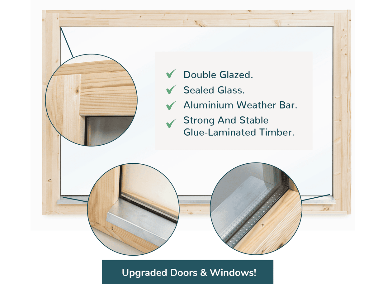 Sanna Sauna XL (5.2x2.9m | 12.8m2 | 44mm) Modern Sauna & Garden Room with Sliding Doors - Palmako UK