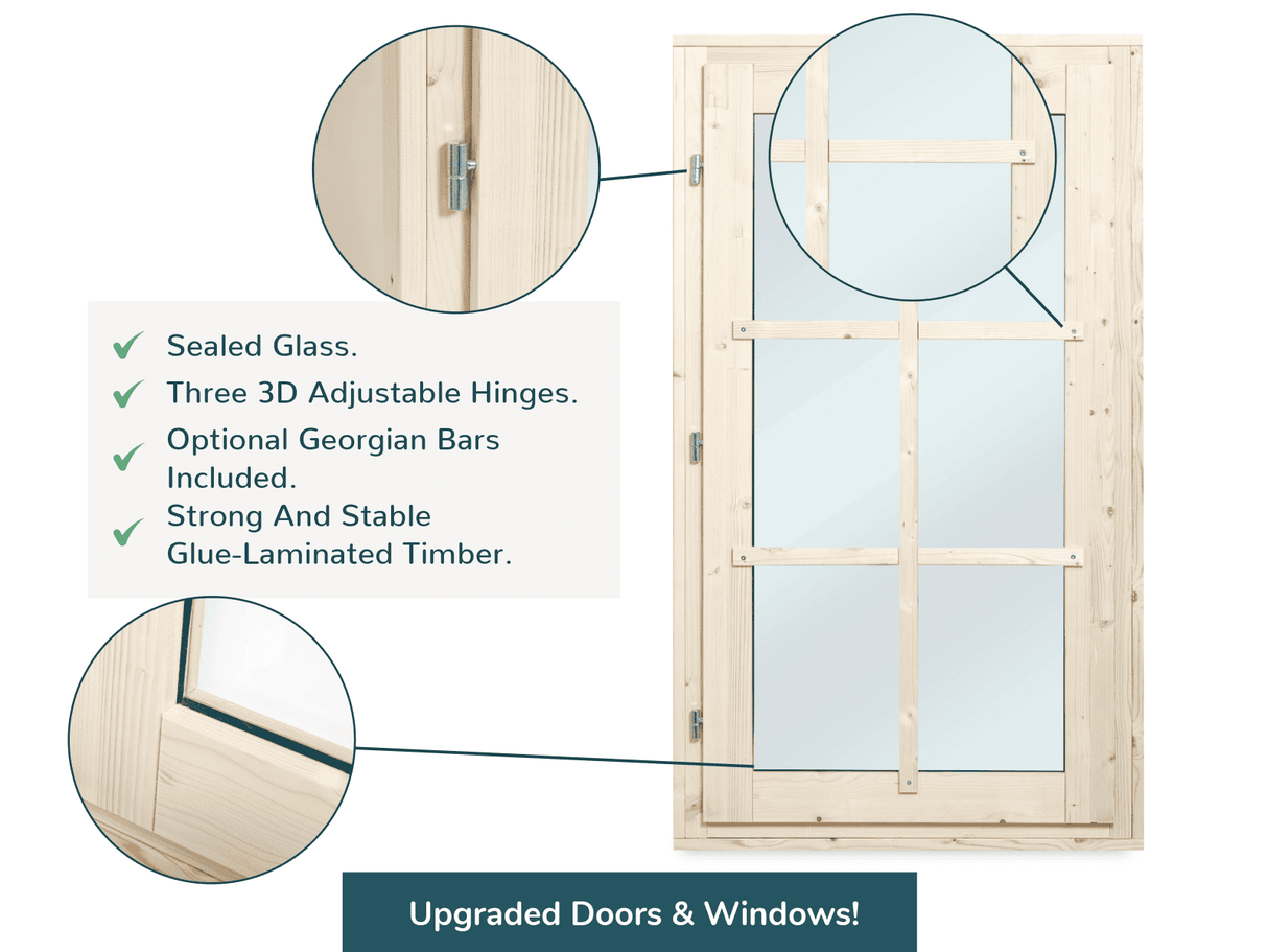 Iris L (5.3x4.1m | 19.1m2 | 44mm) Double Glazed Summer House with Double Doors  (2024 Upgraded Model) - Palmako UK