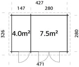 Schönstadt_28 (4,47x3m | 11,5m2 | 28mm) Log Shed - Palmako UK