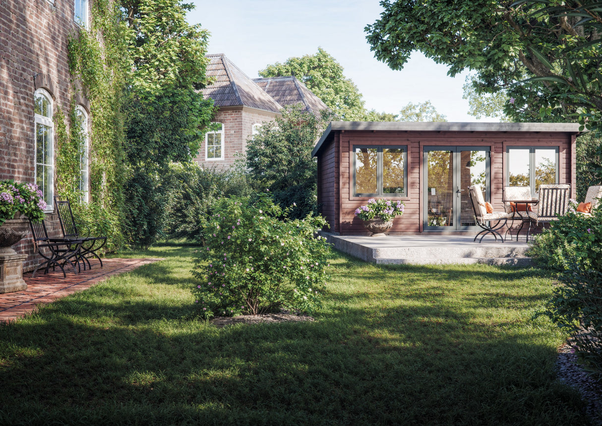 Lisandra L(5,5x4m|19,4m2|44mm ) Garden House with Aluminium Doors and Windows