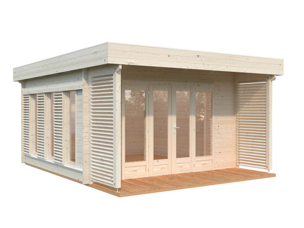 Caroline M (4.1x4.1m | 14.5m2 | 44mm) Modern Summer House with Sliding Shutters