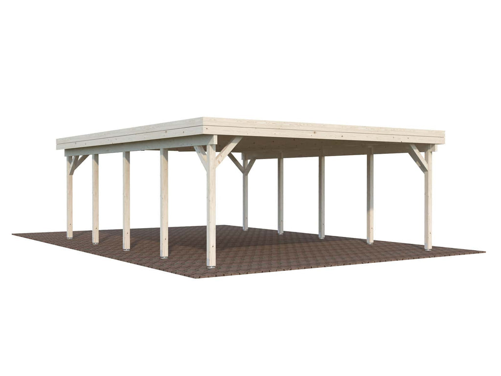 Karl XL (6.0x7.6m | 40.6m2) Flat Roof Double Carport or Large Pavilion - Palmako UK