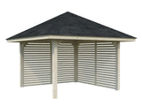 Bianca 102 (3x3m | 8.3m2) Corner Garden Gazebo With Louvre Walls - Palmako UK