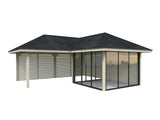Bianca 211/511 (6x6m | 24.9m2) Corner Summer House With Sliding Doors And Louvre Walls (Double Glazing Available) - Palmako UK