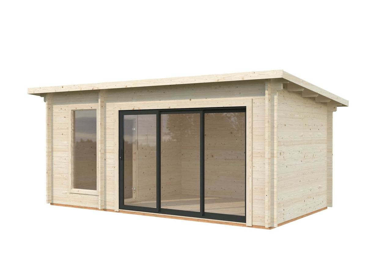 Sanna Sauna XL (5.2x2.9m | 12.8m2 | 44mm) Modern Double Glazed Sauna & Garden Room with Sliding Doors