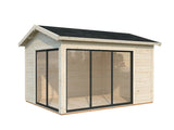 Amanda S (3,9x3m | 11,2m2 | 44mm) Modern Corner Summer House With Sliding Doors (Double Glazing Available) - Palmako UK