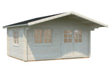 Helena S (4.7x3.8m | 15.1m2 | 70mm) Double Glazed Heavy Duty Garden Log Cabin with Roof Overhang