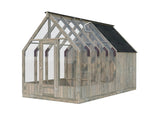 Emilia S+ (2,4x4,3m|5,4+4m2|18mm ) Compact Greenhouse with Shed - Pressure Treated - Palmako UK