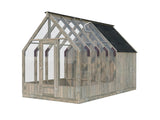 Emilia S+ (2,4x4,3m|5,4+4m2|18mm ) Compact Greenhouse with Shed - Pressure Treated