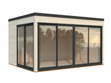Serena 1 (4,2x3,2m|12,6m2|44mm ) Cubic Corner Log Cabin with Aluminium Doors and Windows(Double or Single Glazed) - Palmako UK