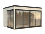 Serena 1 (4,2x3,2m|12,6m2|44mm ) Cubic Corner Log Cabin with Aluminium Doors and Windows(Double or Single Glazed)