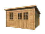 Alice L (3.8x3.4m | 11.0m2 | 28mm) Large Pressure Treated Garden Shed with Double Doors - Palmako UK